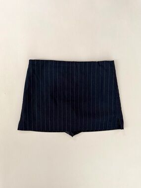 Navy Pinstripe High-Waist Women's Mini Skirt